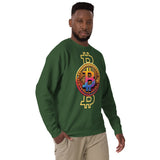 Tech-Infused Bitcoin Design Sweatshirt - Forest Green - Unisex Sweatshirts