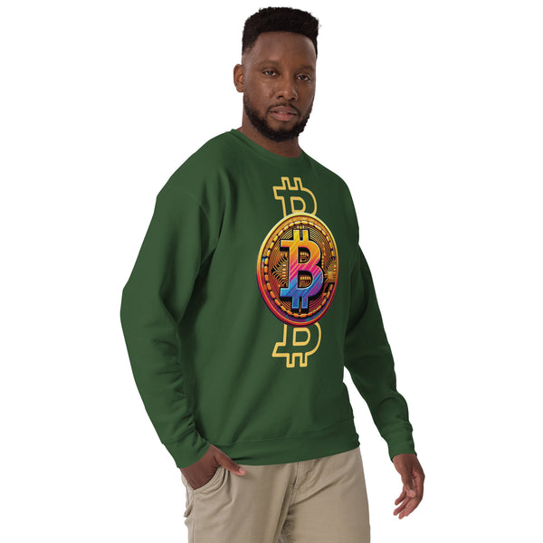 Tech-Infused Bitcoin Design Sweatshirt - Forest Green - Unisex Sweatshirts