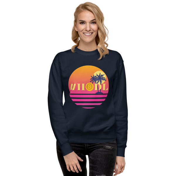 Relax & #HODL Tropical Bitcoin Sweater - Navy Blazer - Crewneck Sweatshirts