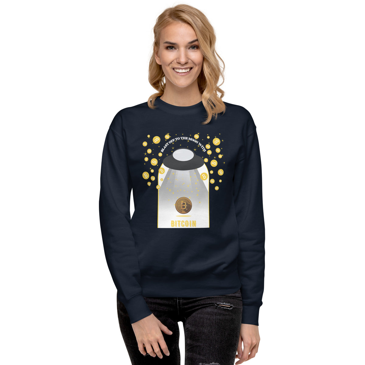 Space and Crypto Fusion Sweatshirt - Navy Blazer - Unisex Sweatshirts