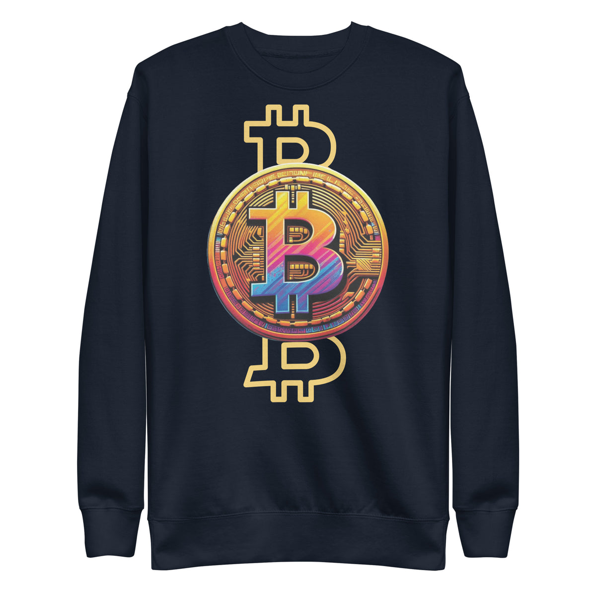 Tech-Infused Bitcoin Design Sweatshirt - - Unisex Sweatshirts