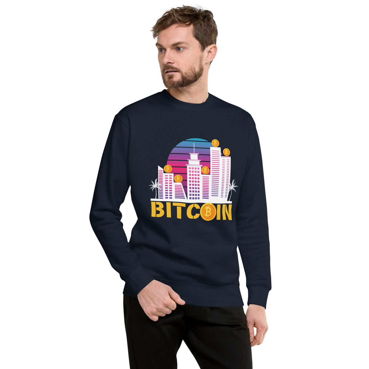 Golden Bitcoin City Dreams - Navy Blazer - Unisex Sweatshirts