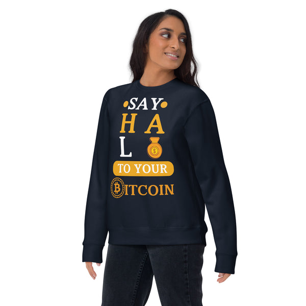 Say HALO to Bitcoin - Bold Wealth Sweatshirt - Navy Blazer - Unisex Sweatshirts