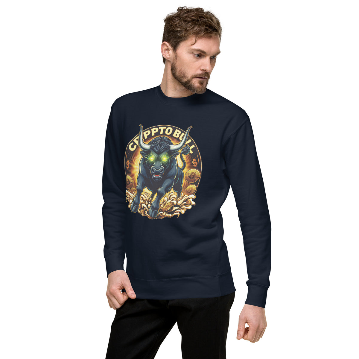 Crypto Bull Strength - Embrace the Power - Navy Blazer - Sweatshirts