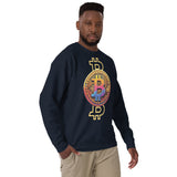 Tech-Infused Bitcoin Design Sweatshirt - Navy Blazer - Unisex Sweatshirts