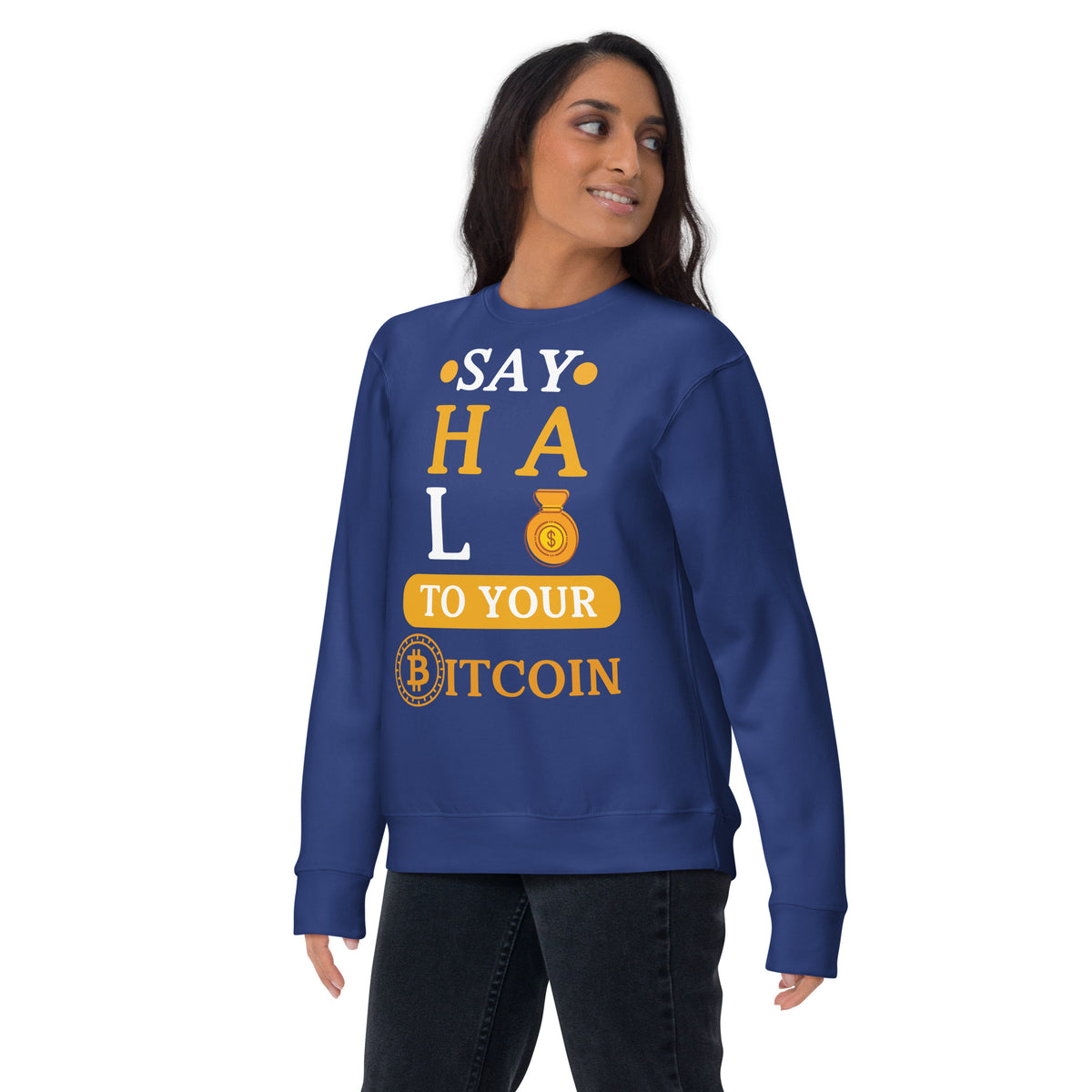 Say HALO to Bitcoin - Bold Wealth Sweatshirt - Team Royal - Unisex Sweatshirts