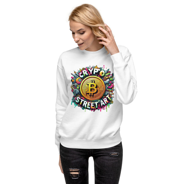 Crypto Street Art Revolution - Bitcoin Burst Sweatshirt - White - Unisex Sweatshirts