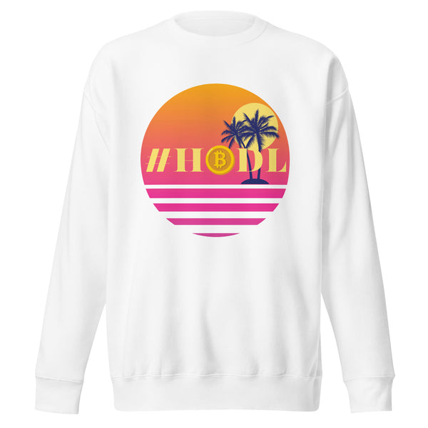 Relax & #HODL Tropical Bitcoin Sweater - - Crewneck Sweatshirts