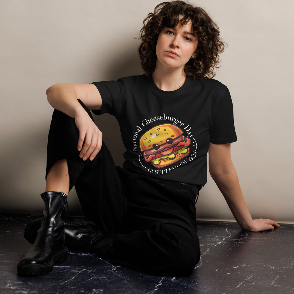 Celebrate National Cheeseburger Day in Style - Black - T-shirts