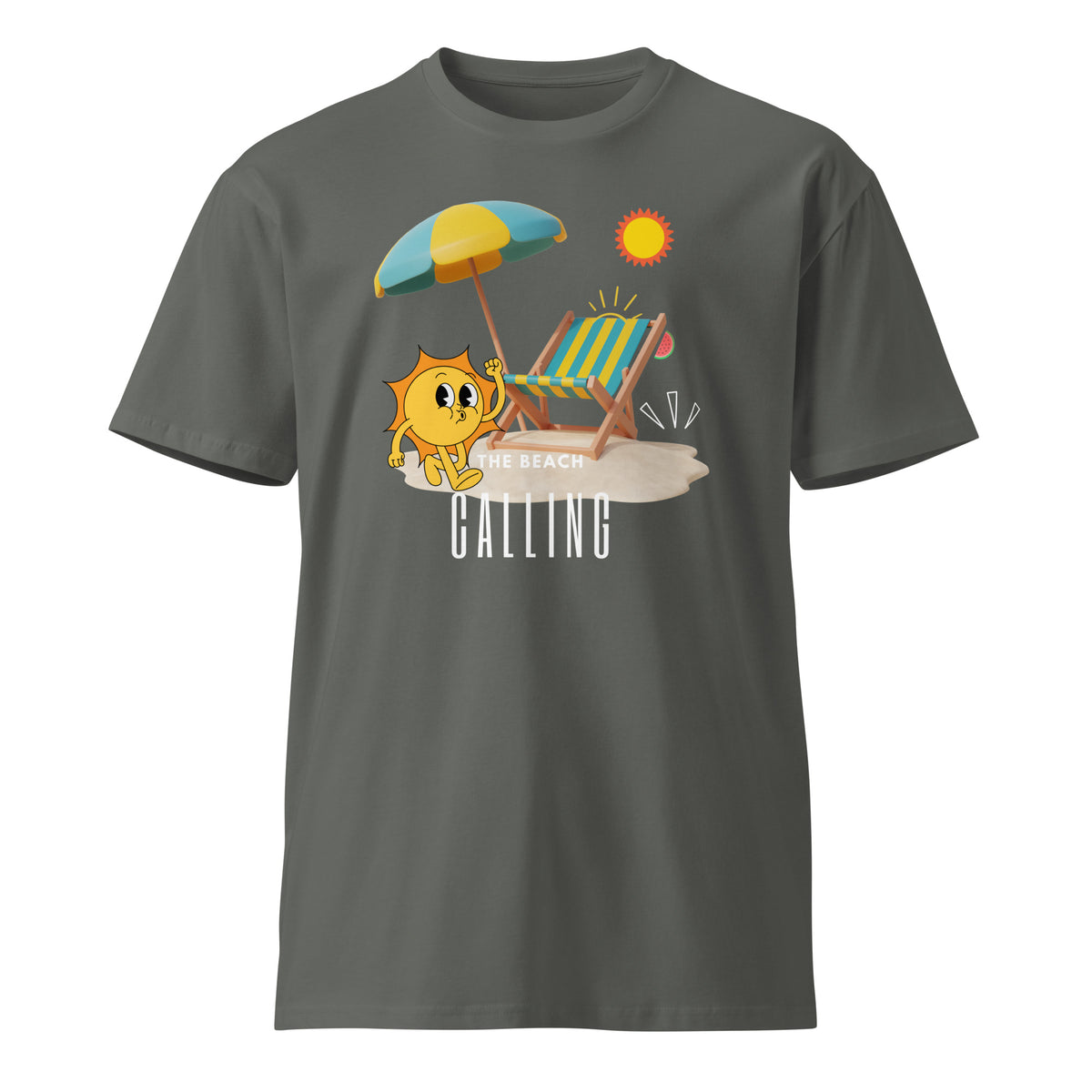 Umbrella Moments - Dive into Sunshine with Our Beach-Inspired Tee - Charcoal - T-shirts