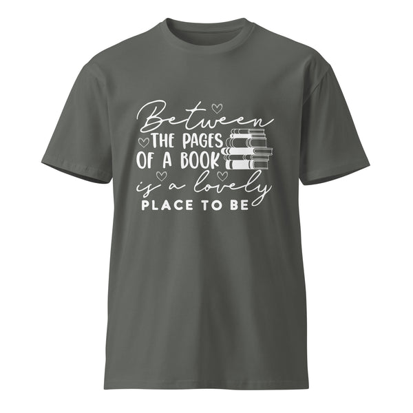 Between the Pages - Literary Inspiration Unisex Tee - Charcoal - Comfortable Men's Tees Comfortable Women's Tees