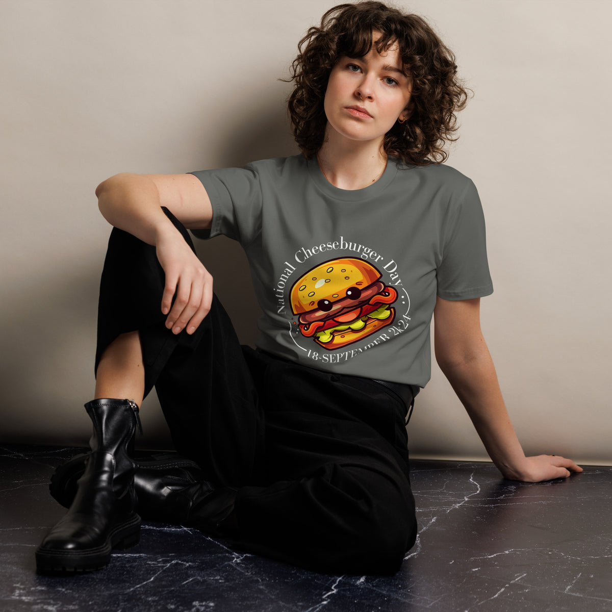 Celebrate National Cheeseburger Day in Style - Charcoal - T-shirts