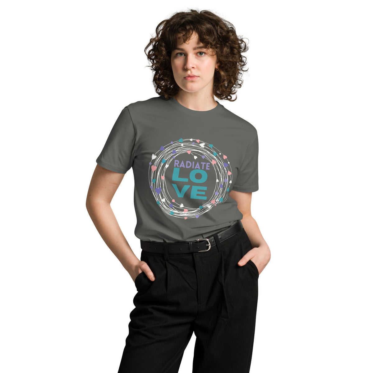 Radiate Love - Vibrant Heart Swirl T-Shirt - Charcoal - T.shirts