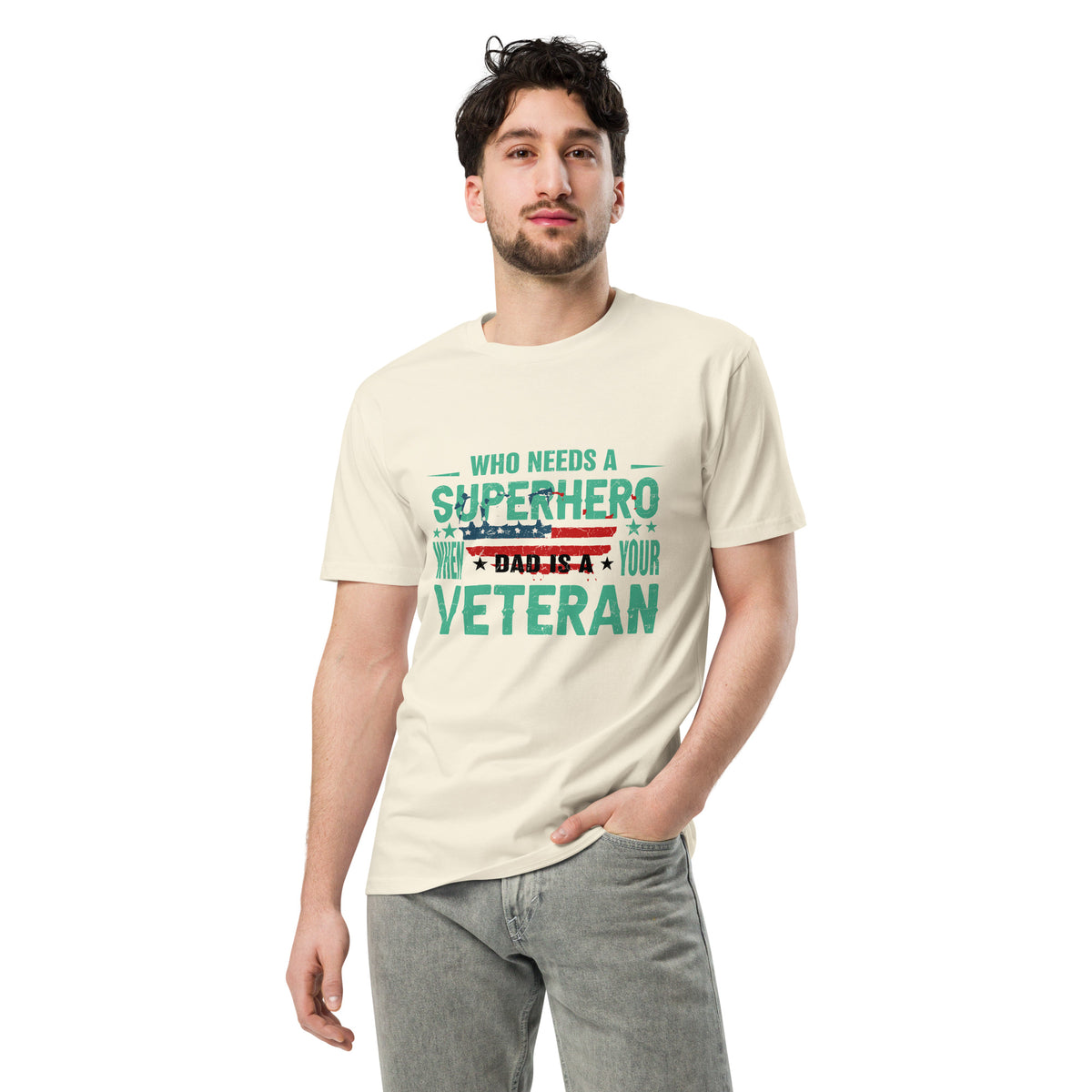 Dad, the Real Superhero - Inspirational T-shirt for Father's Day - Natural - T-shirts