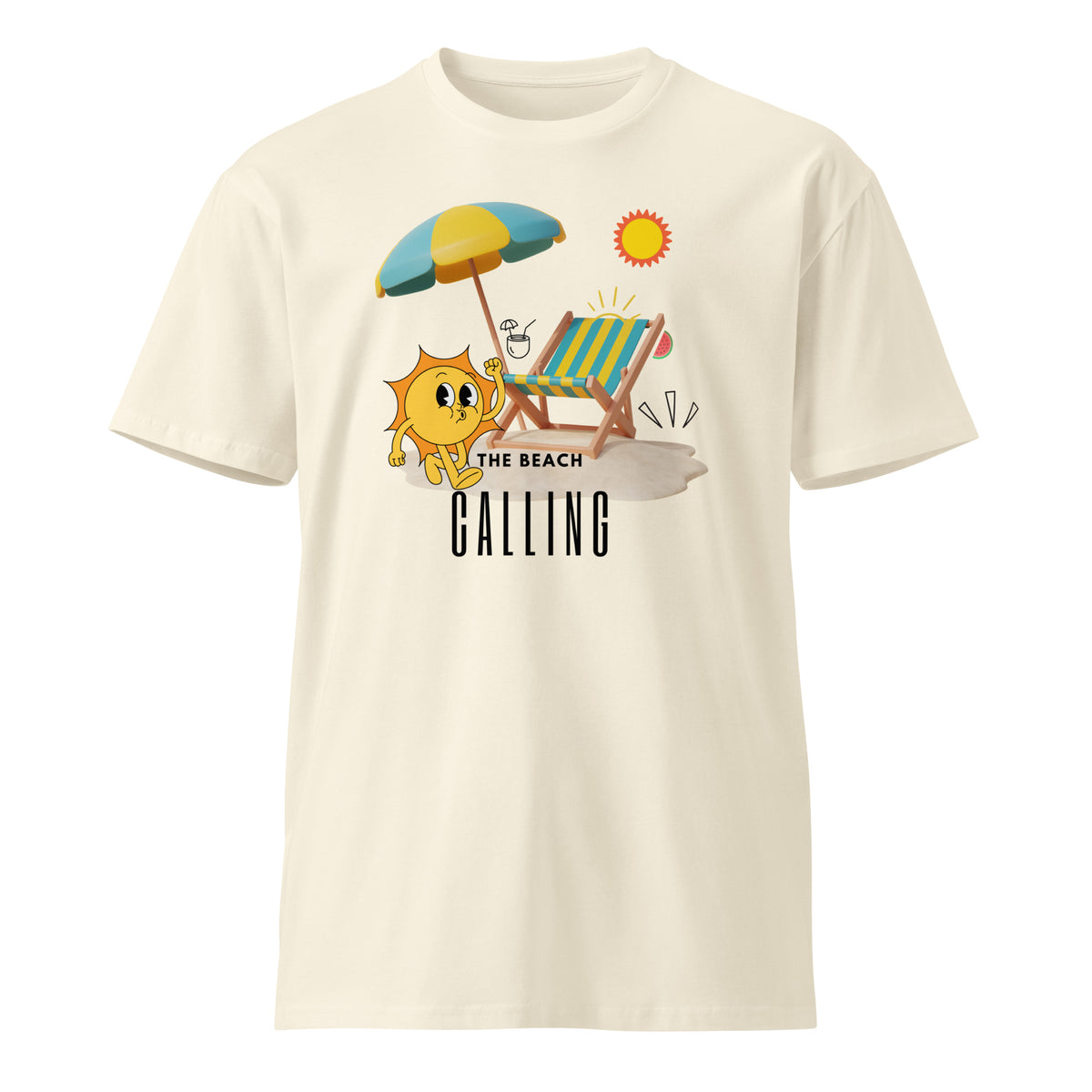 Umbrella Moments - Dive into Sunshine with Our Beach-Inspired Tee - Natural - T-shirts