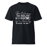 Between the Pages - Literary Inspiration Unisex Tee - Navy - Comfortable Men's Tees Comfortable Women's Tees