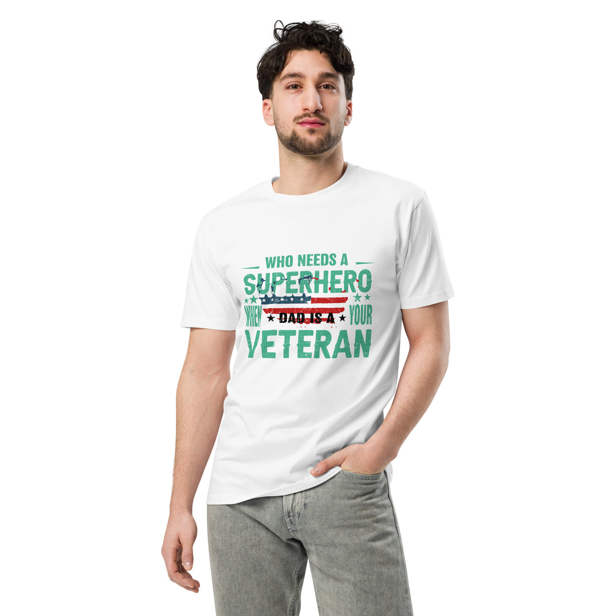 Dad, the Real Superhero - Inspirational T-shirt for Father's Day - White - T-shirts