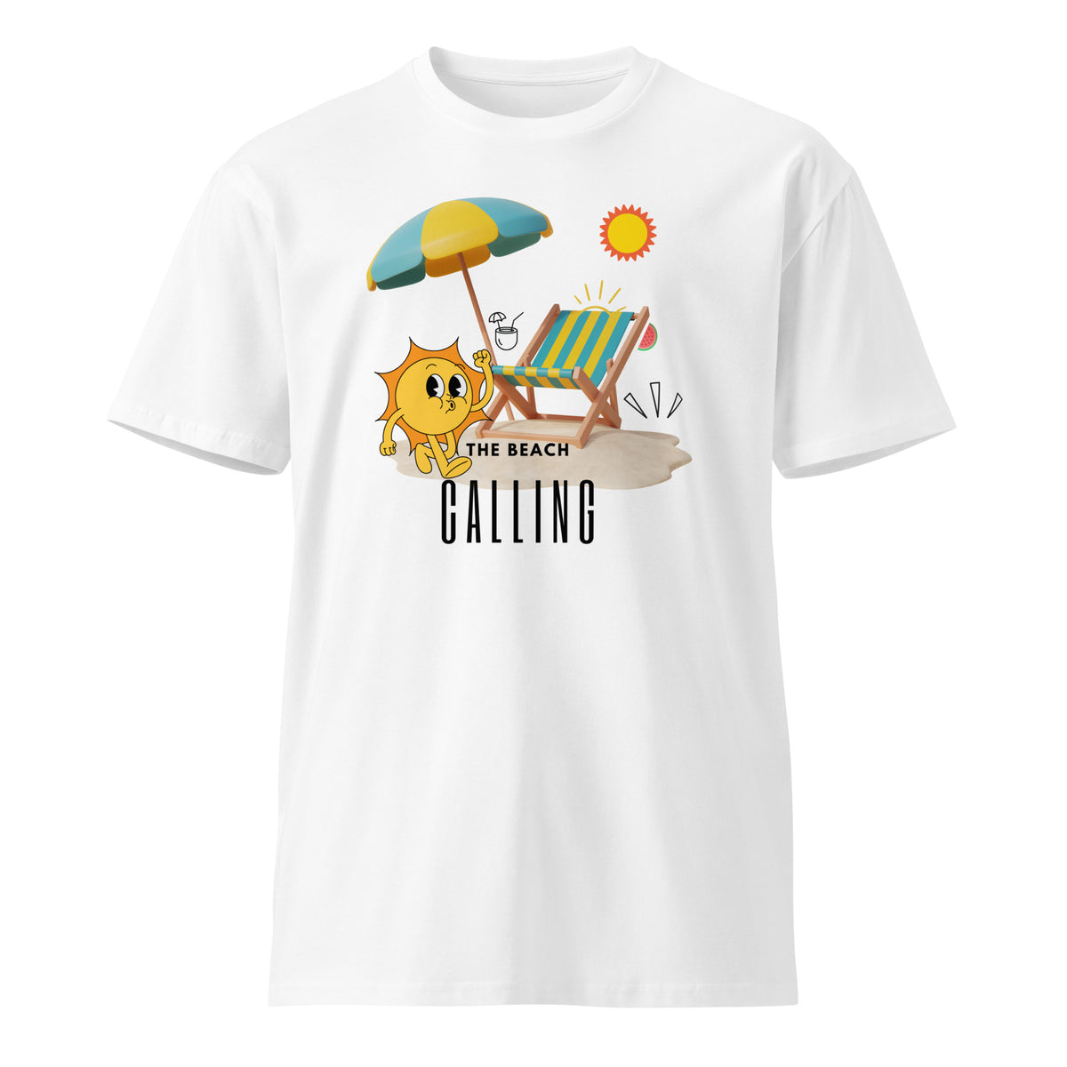 Umbrella Moments - Dive into Sunshine with Our Beach-Inspired Tee - White - T-shirts