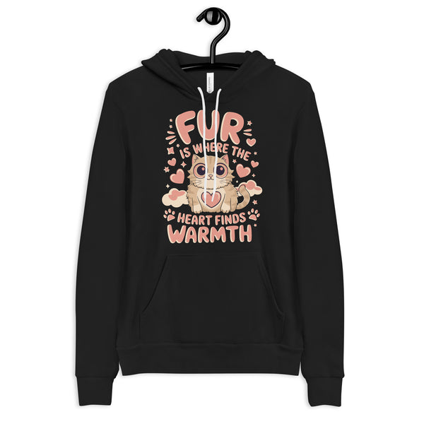 Where Fur Meets Warmth - Embrace the Comfort of Love - Black - Hoodies