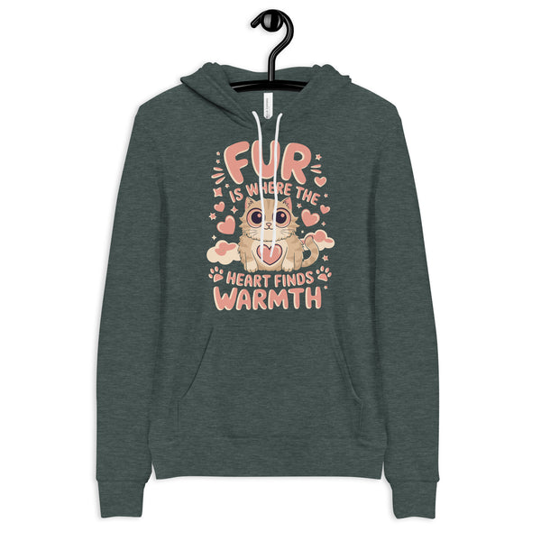 Where Fur Meets Warmth - Embrace the Comfort of Love - Heather Forest - Hoodies