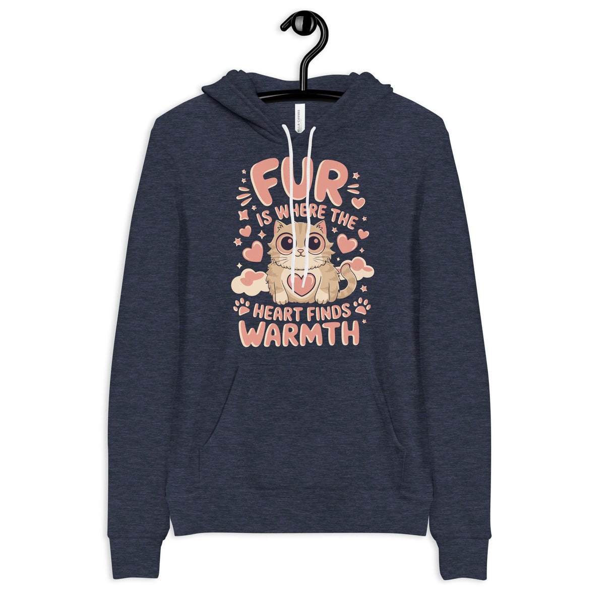 Where Fur Meets Warmth - Embrace the Comfort of Love - Heather Navy - Hoodies