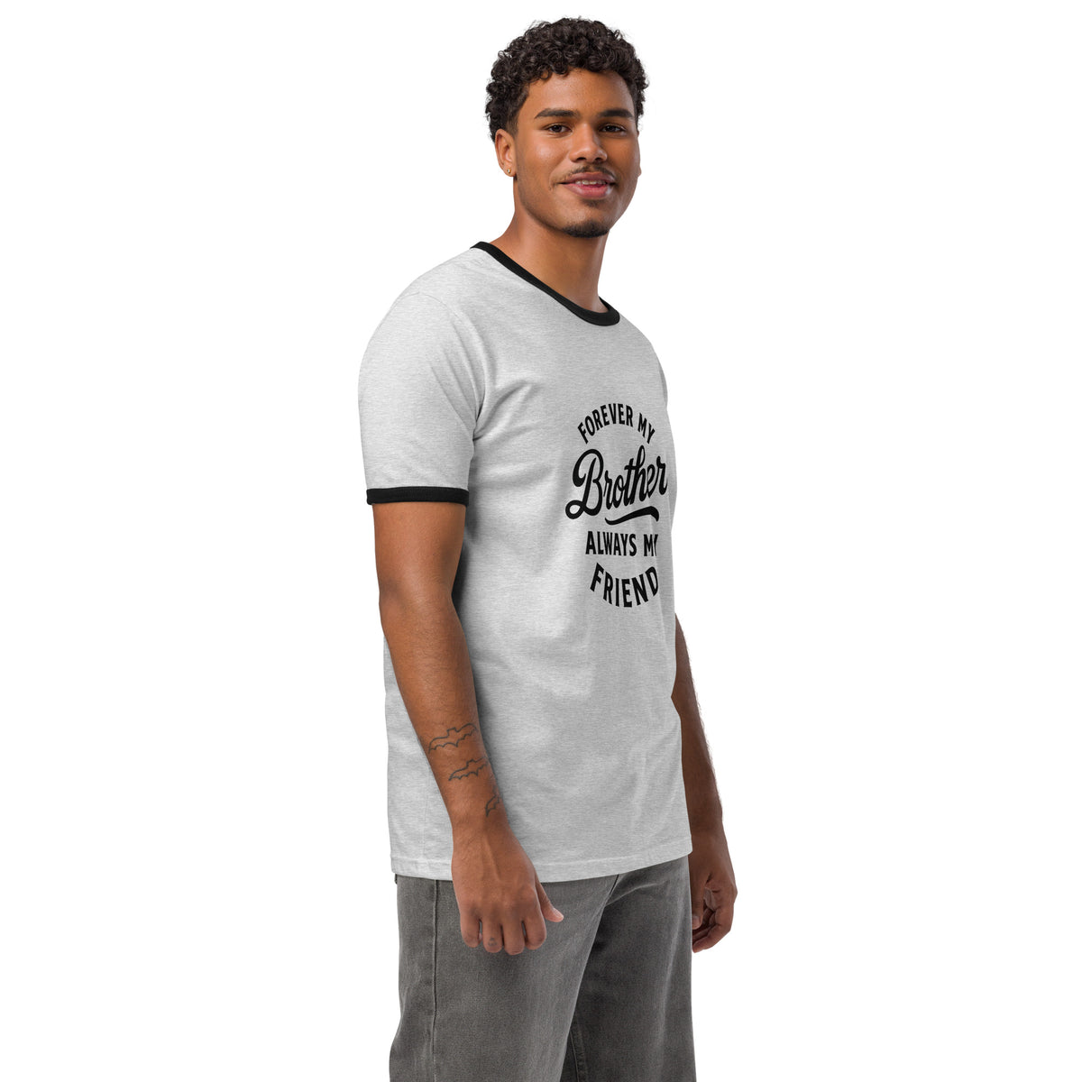 Giftomory Unisex Ringer Tee – Forever My Brother Design - - T-Shirts