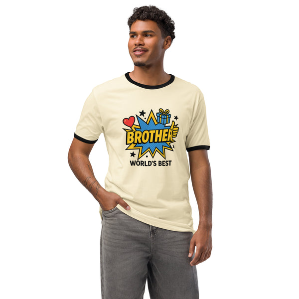 Celebrate Your Brother – World’s Best Unisex Ringer T-shirt - Natural Black - T-Shirts