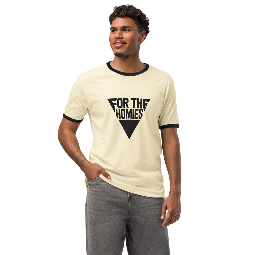 For The Homies Unisex Ringer T-shirt – Perfect Friendship Gift - Natural Midnight Navy - T-Shirts