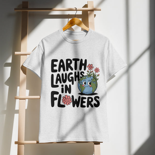 Earth Day Floral Gift Tee – Gildan Shirt of Joy - Ash - T-shirt