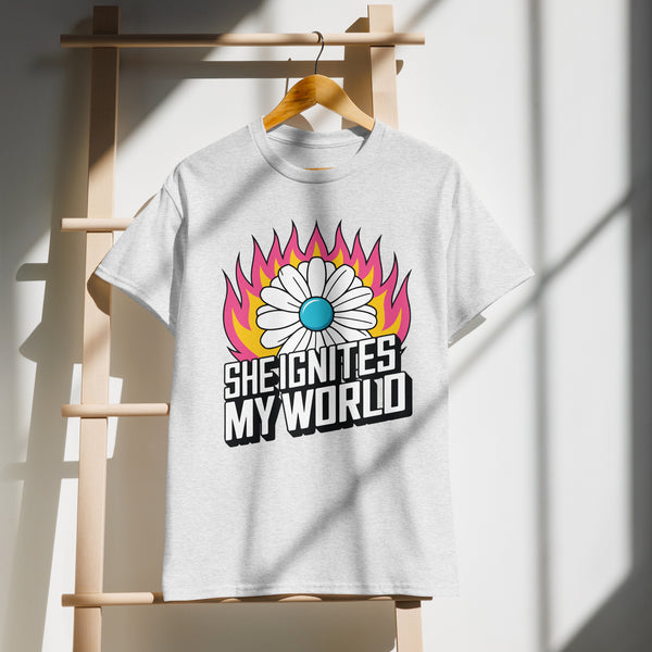 DryBlend® “She Ignites My World” Tee for Her - Ash - T-shirt