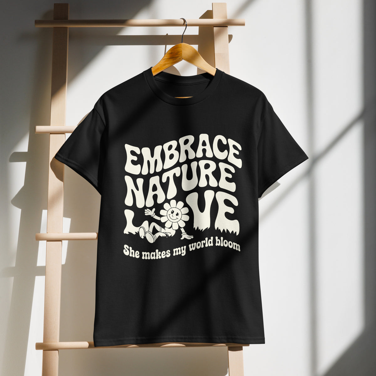 Embrace Nature Love T-Shirt Gift for Her - Black - T-shirt