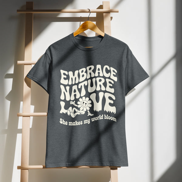 Embrace Nature Love T-Shirt Gift for Her - Dark Heather - T-shirt