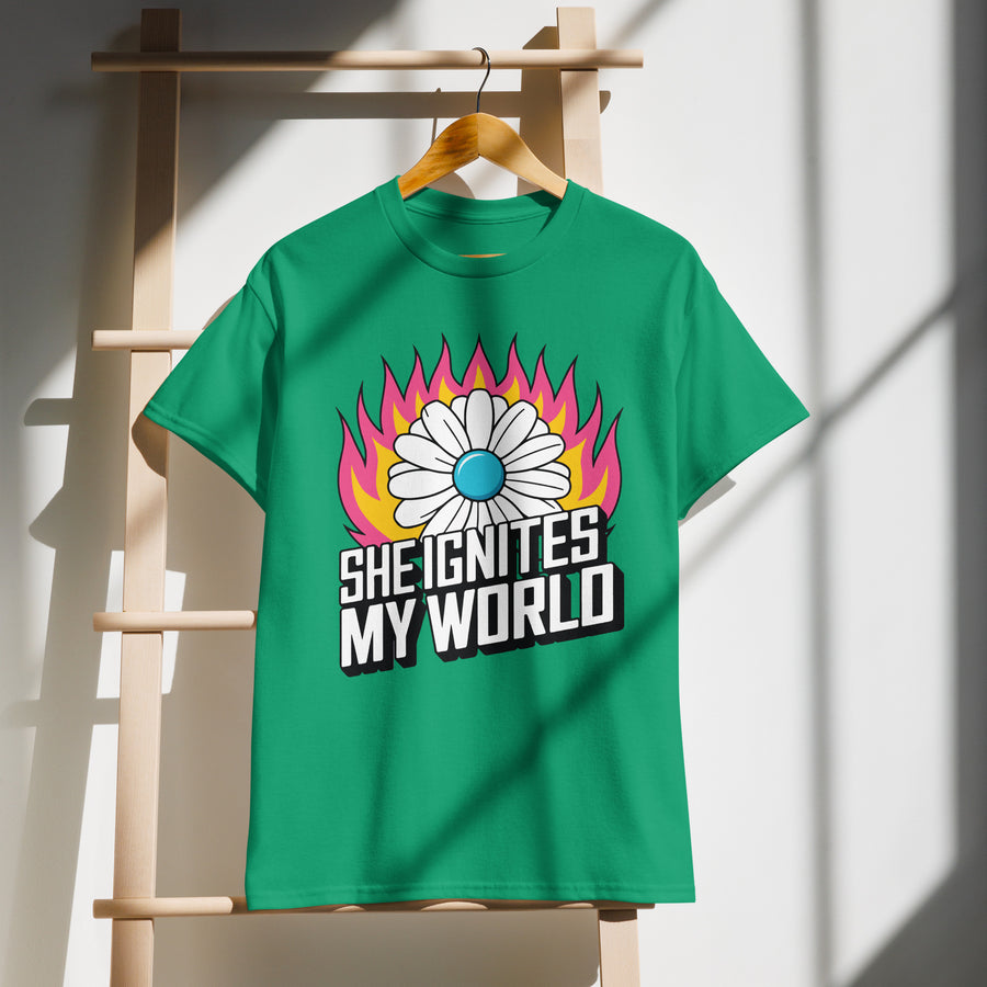 DryBlend® “She Ignites My World” Tee for Her - Kelly Green - T-shirt