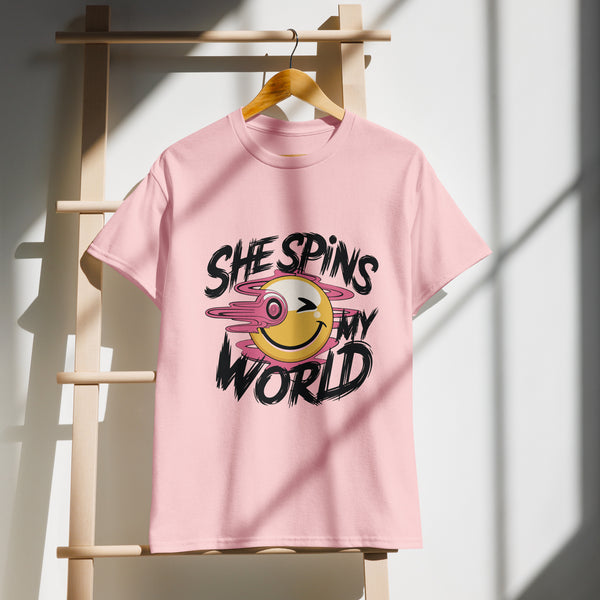 DryBlend® “She Spins My World” T-Shirt for Her - Light Pink - T-shirt