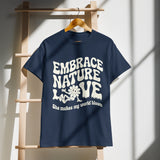 Embrace Nature Love T-Shirt Gift for Her - Navy - T-shirt