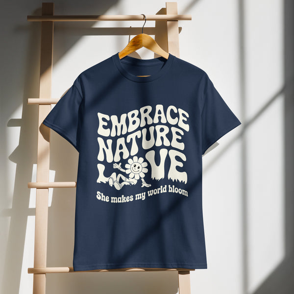 Embrace Nature Love T-Shirt Gift for Her - Navy - T-shirt