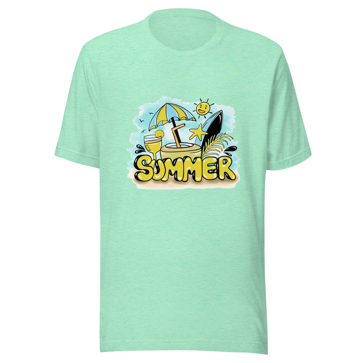 Beach Dreams - Drift Away with Our Summer-Inspired Tee - Heather Mint - T-shirts