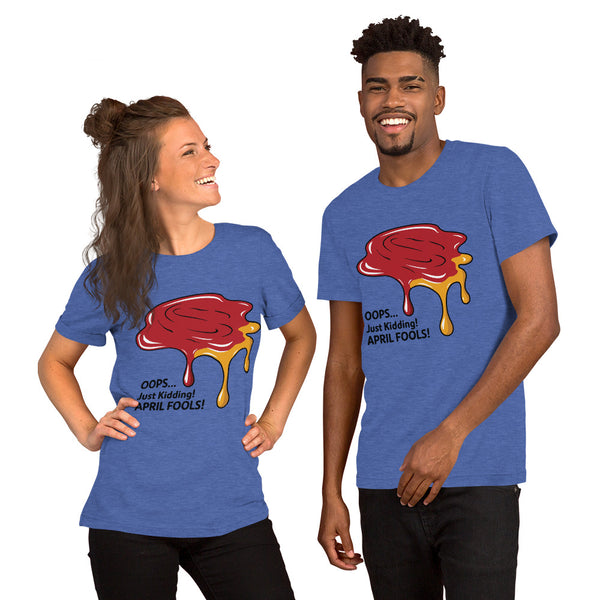 Oops! April Fool’s Gag T-Shirt Gift - Heather True Royal - T-shirt