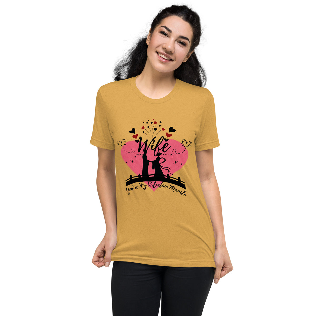 Valentine Miracle Gift Tee for Wife – Bella + Canvas - Mustard Triblend - T-Shirts