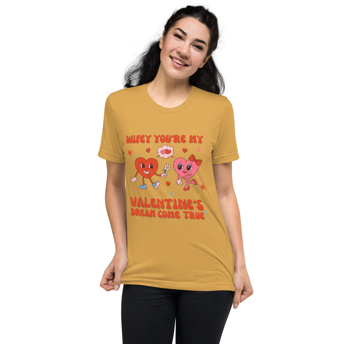 Valentine’s Gift - Bella + Canvas Short Sleeve T-Shirt - Mustard Triblend - T-Shirts