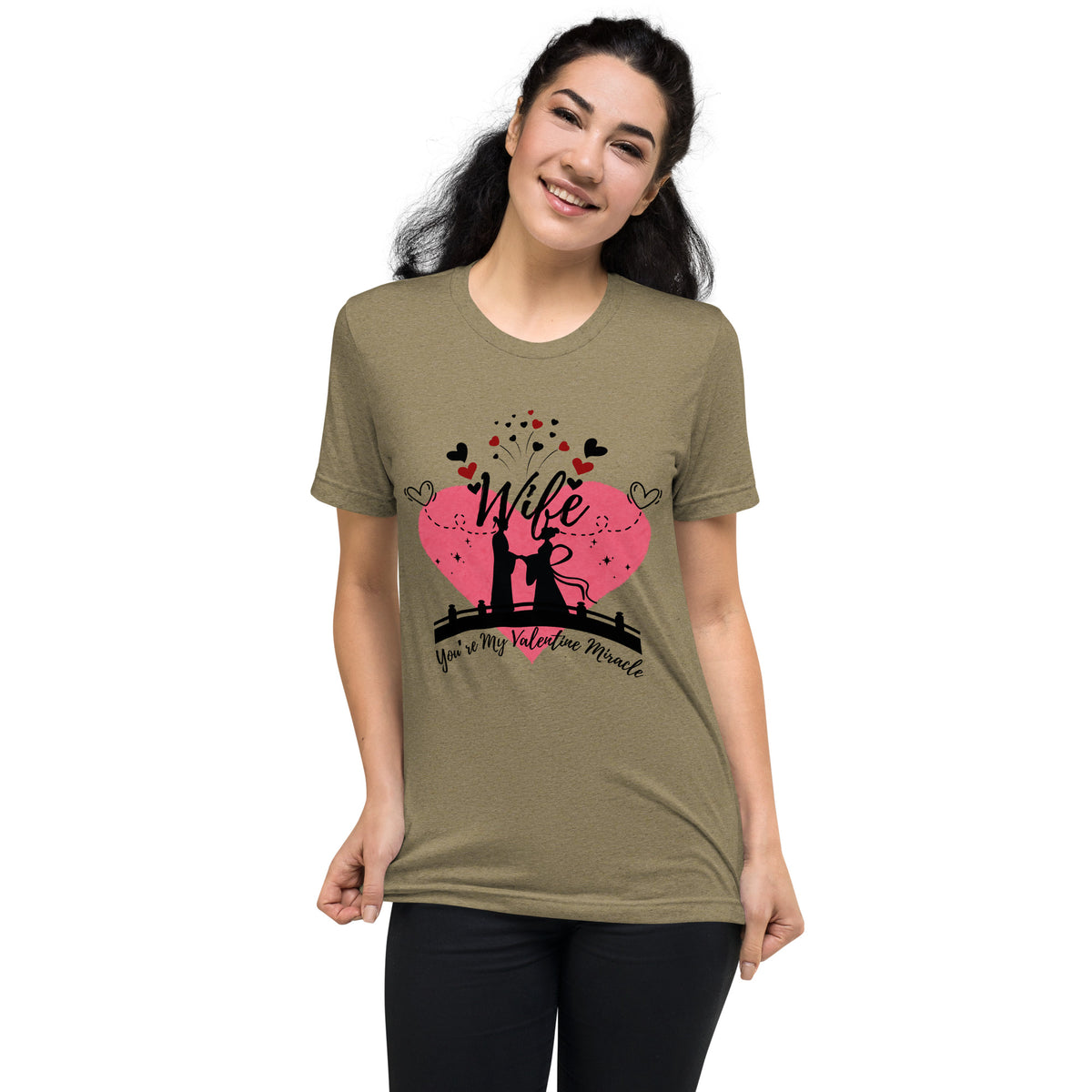 Valentine Miracle Gift Tee for Wife – Bella + Canvas - Olive Triblend - T-Shirts