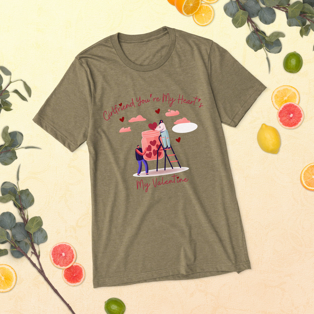 Love Jar Design - A Valentine’s T-Shirt for Your Girlfriend - Olive Triblend - T-Shirts