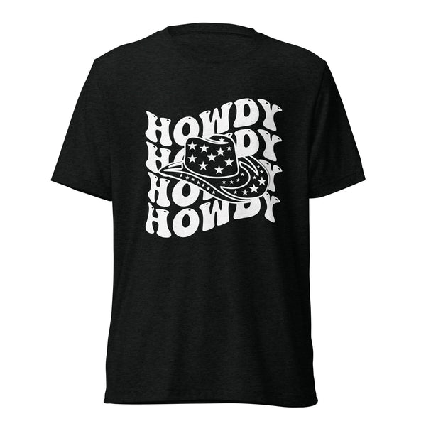 Say Hello with Style - Dive into our 'Howdy' Hat Series - Solid Black Triblend - T-shirts