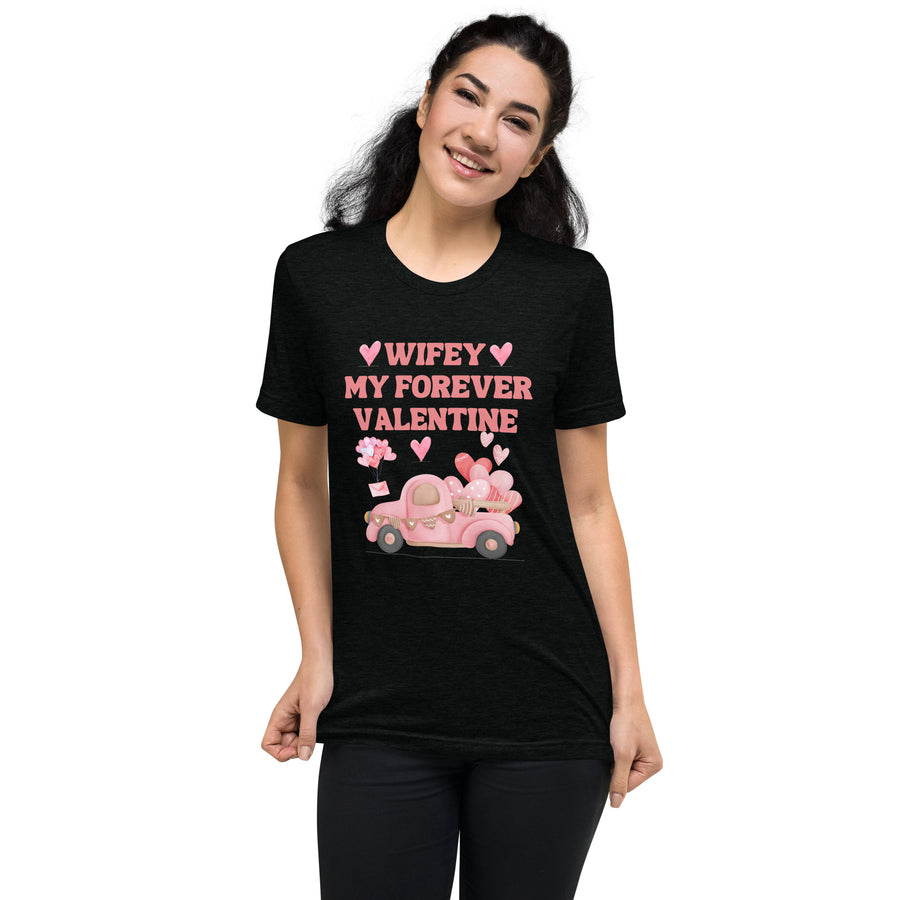 Romantic Wifey Tee – Bella + Canvas Short Sleeve - Solid Black Triblend - T-shirts