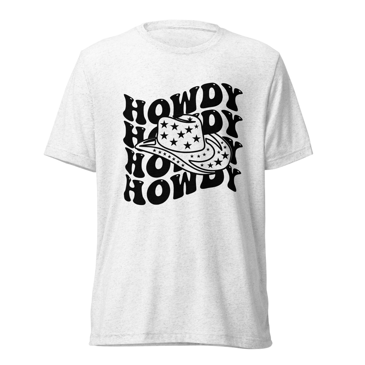 Say Hello with Style - Dive into our 'Howdy' Hat Series - Solid White Triblend - T-shirts