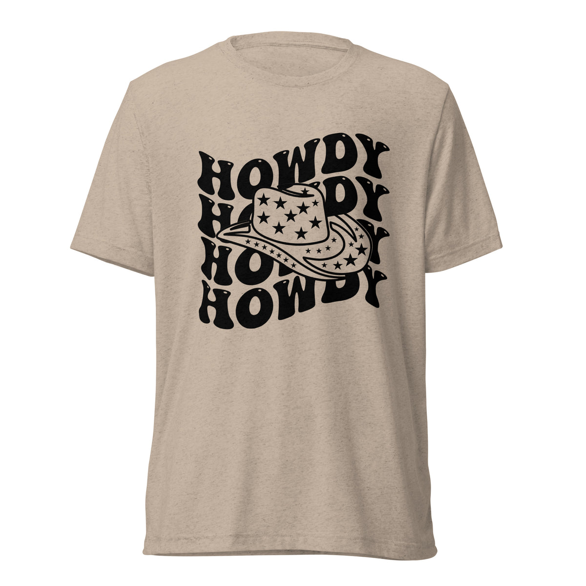 Say Hello with Style - Dive into our 'Howdy' Hat Series - Tan Triblend - T-shirts