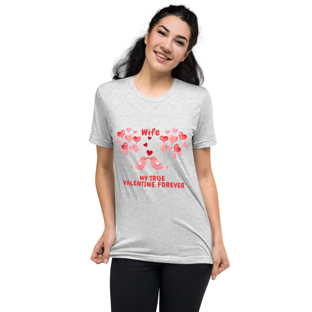 Kissing Birds and Heart Balloons - A Valentine’s Tee for Her - White Fleck Triblend - T-shirts