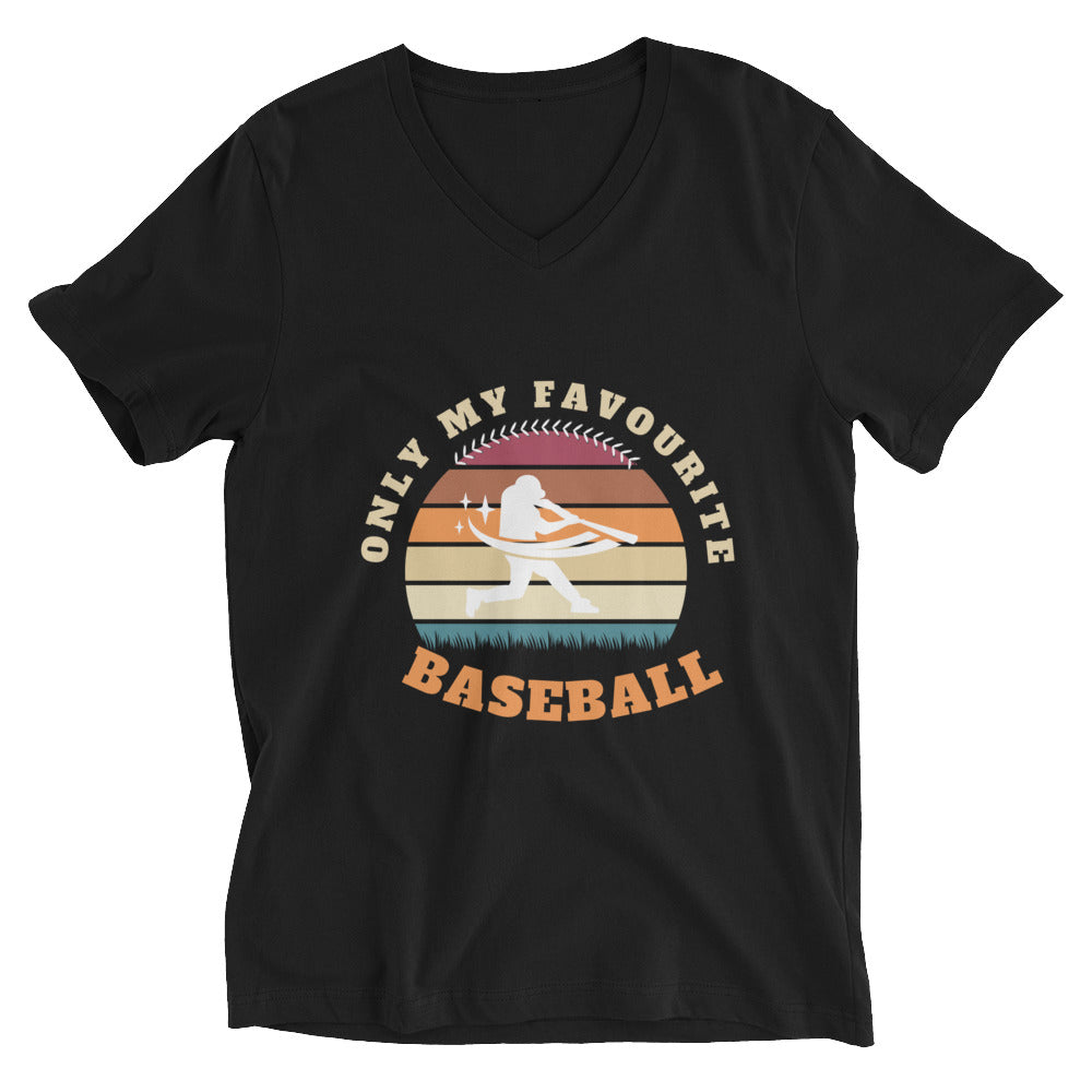 Play Ball - Unisex Baseball Fan V-neck Shirt - Black - Print Material