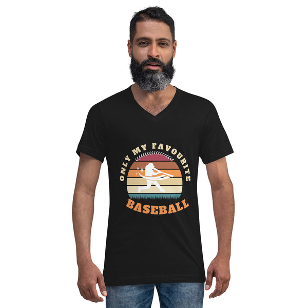 Play Ball - Unisex Baseball Fan V-neck Shirt - Black - Print Material