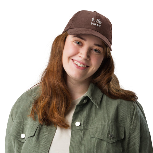 Hello Summer Vintage Corduroy Cap - Brown -